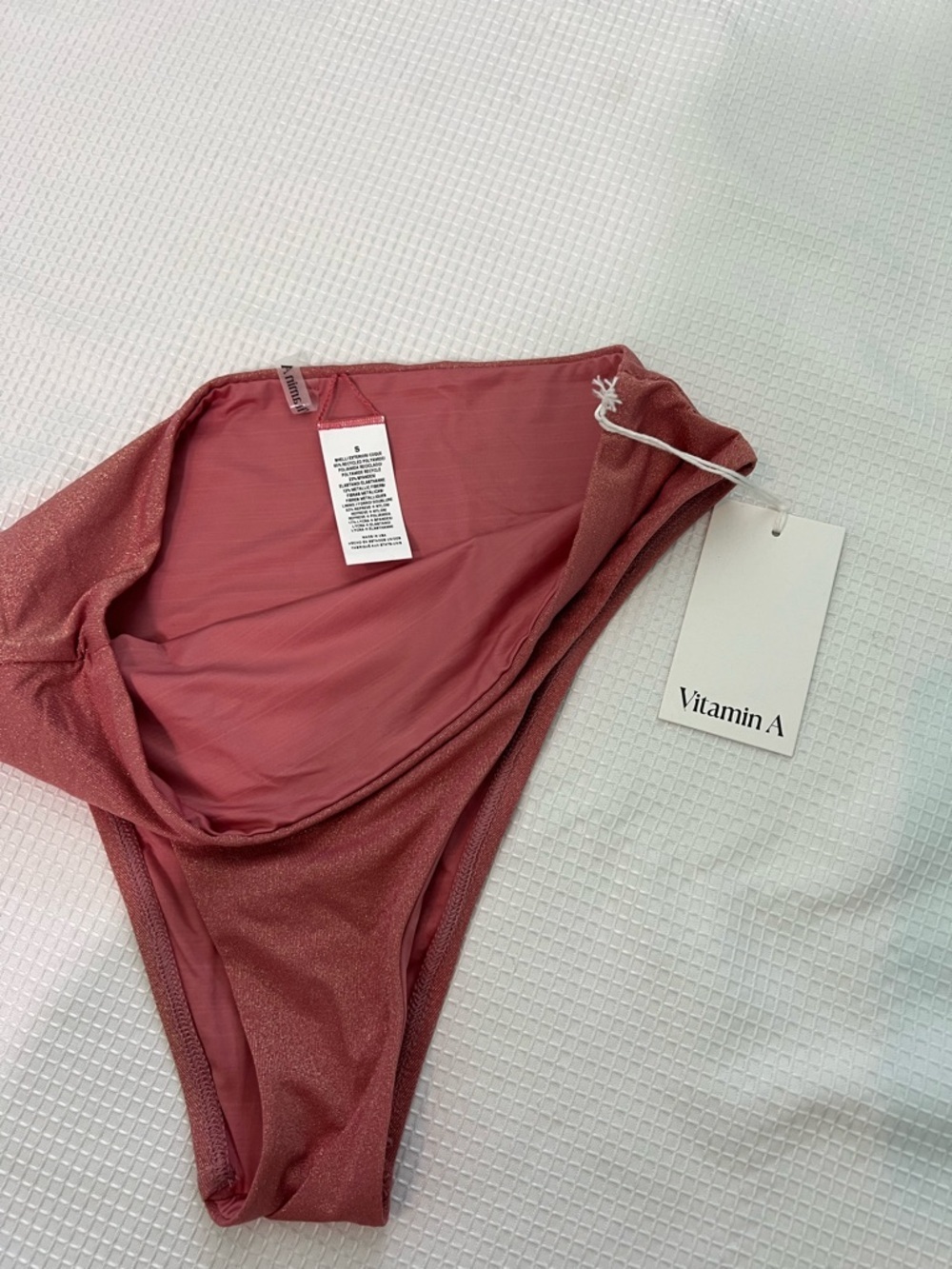 Vitamin A Barcelona High Waist Bottom - Pink Metallic Cheeky Vacation Small - Picture 6 of 8